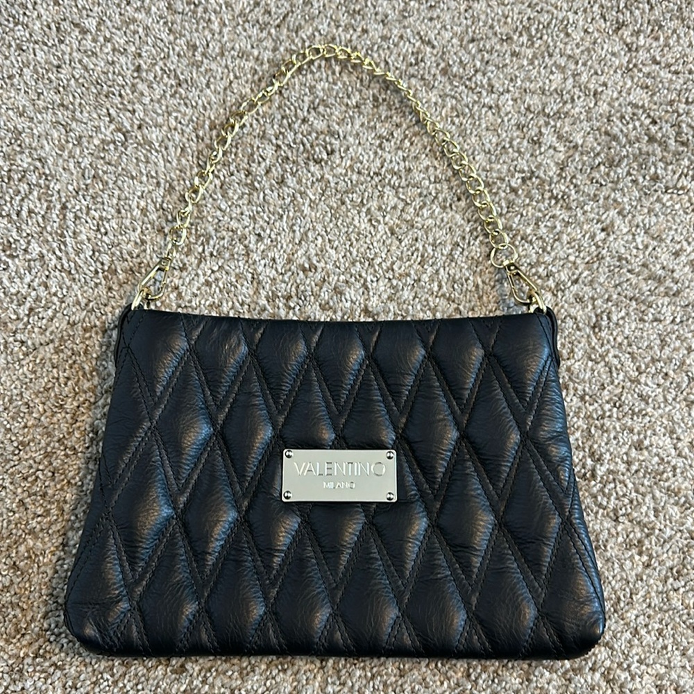 Valentino black leather chain strap bag